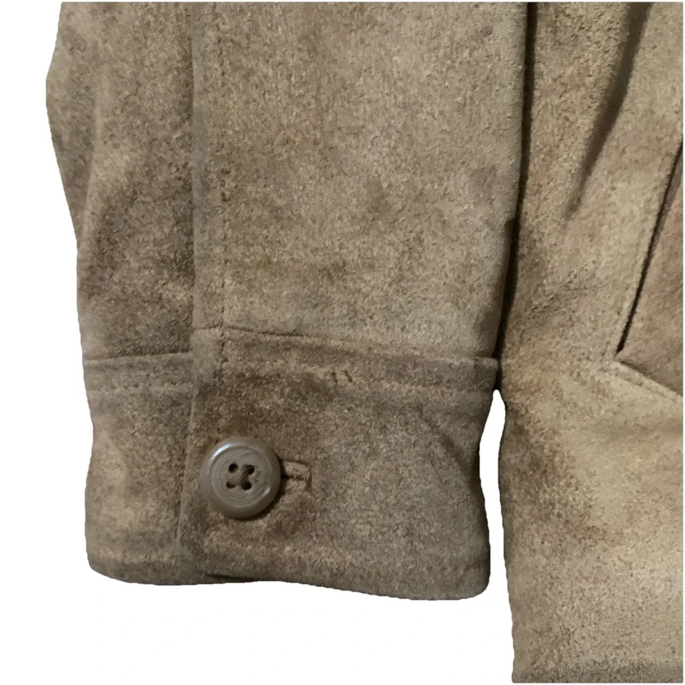VTG GAP S (5-6) Kids Jacket 100% Cow Suede‎ Harrington Camel Brown Pockets